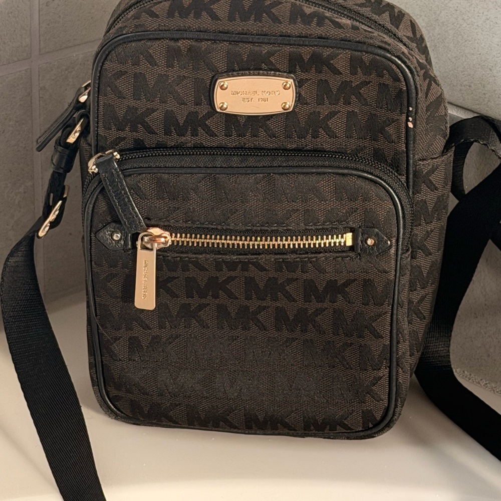 Michael Kors Black and Brown Logo Backpack